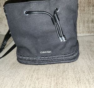 Calvin Klein Black Textured Bucket Bag
